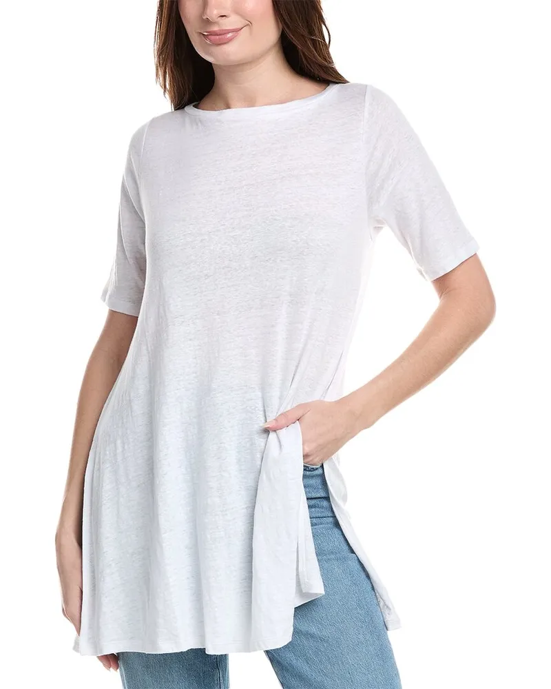 Eileen Fisher Bateau Neck Linen Tunic White