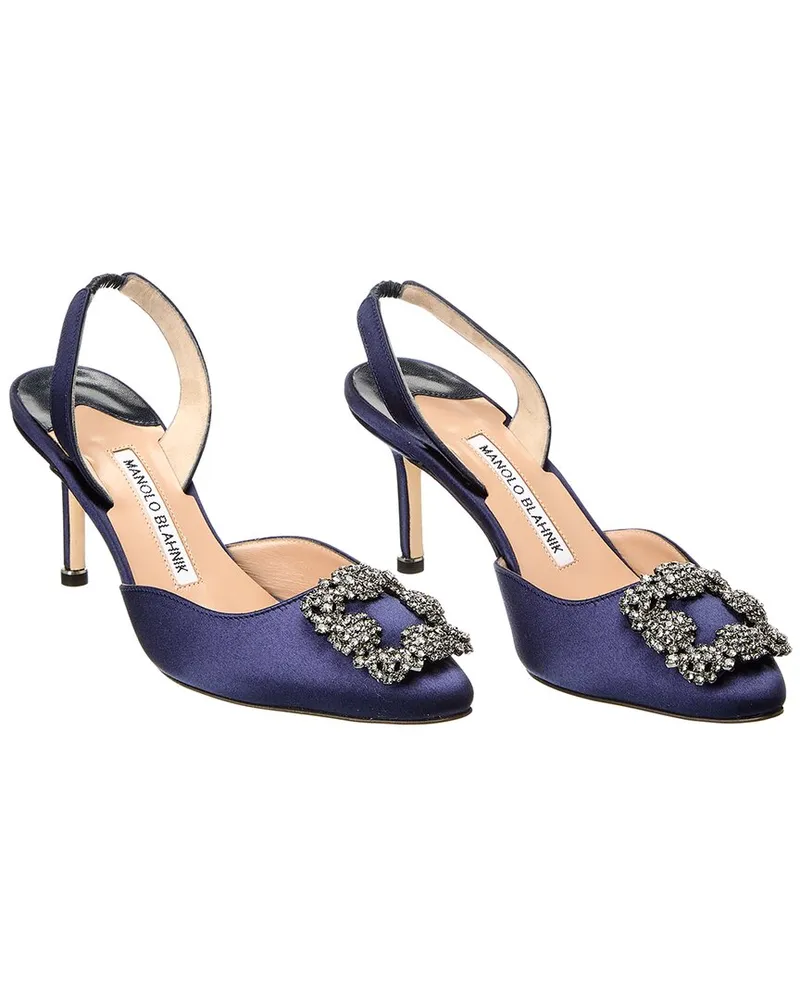 Manolo Blahnik Hangisi 70 Satin Slingback Pump (Authentic Pre-Loved Blue
