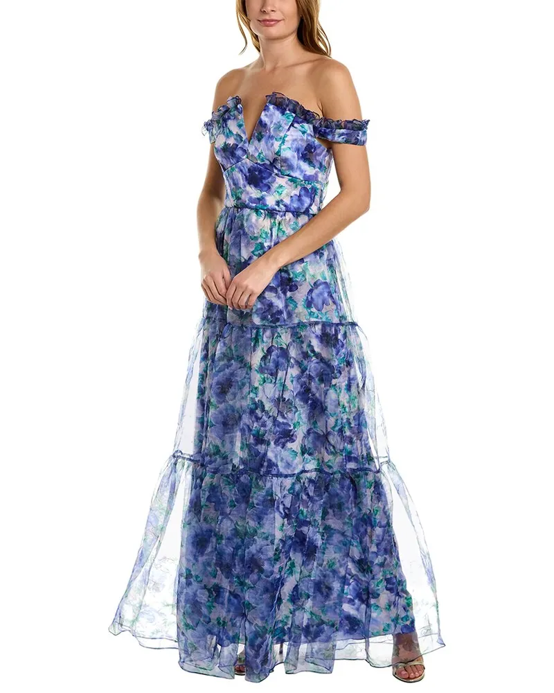 THEIA Dionne Organza Gown Blue