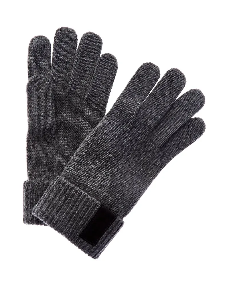 portolano  Leather-Trim Cashmere Gloves Grey