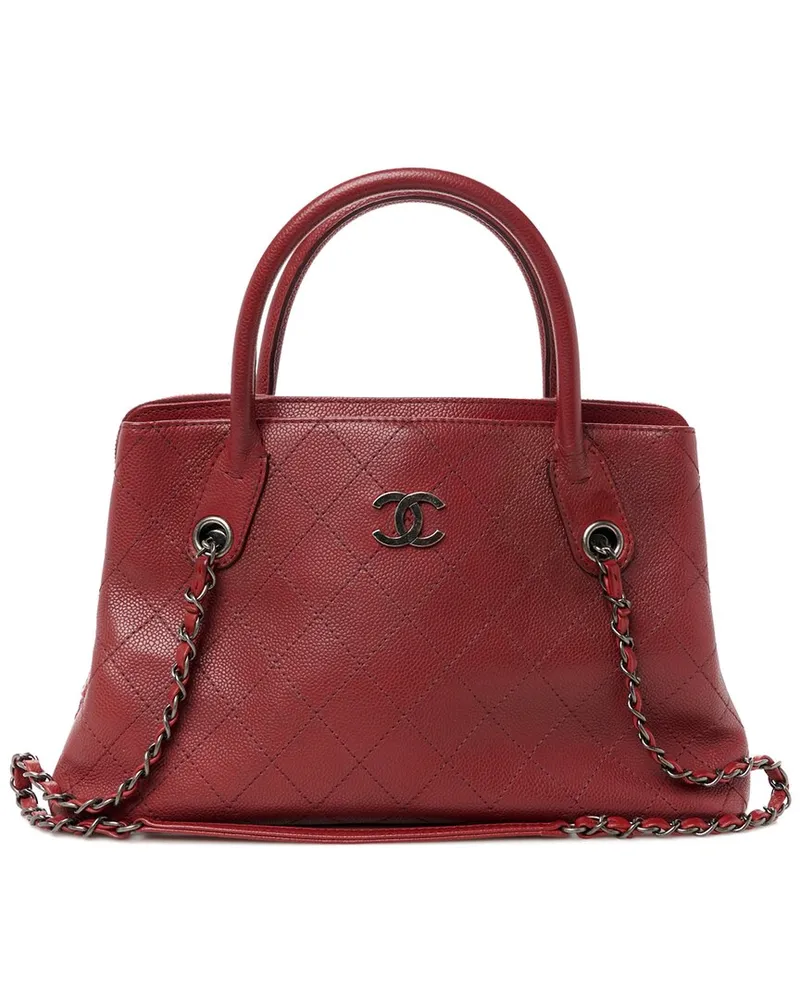 Chanel Red Caviar Leather Grained Vegetal Small Urban Shopping Tote (Authentic  Pre-Loved Nocolor