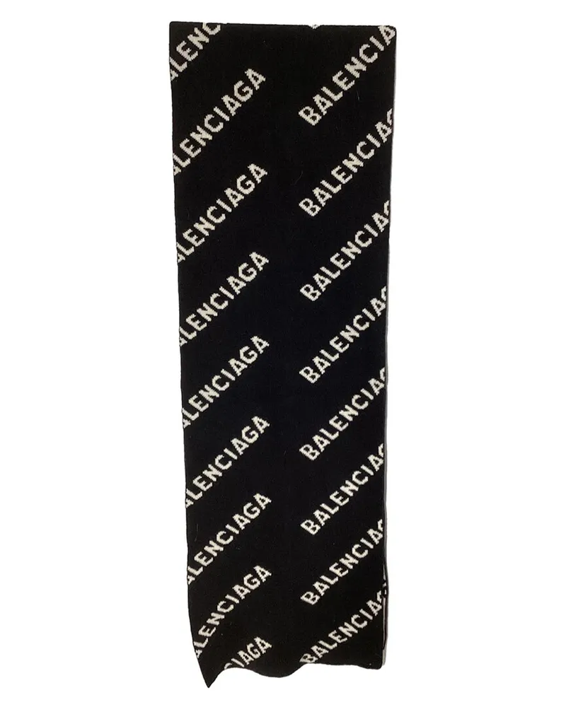 Balenciaga All Over Logo Wool Scarf (Authentic Pre-Loved Nocolor