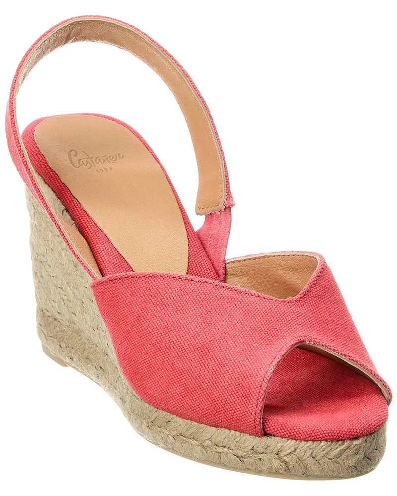 Castañer Brisa Canvas Slingback Wedge Sandal Orange