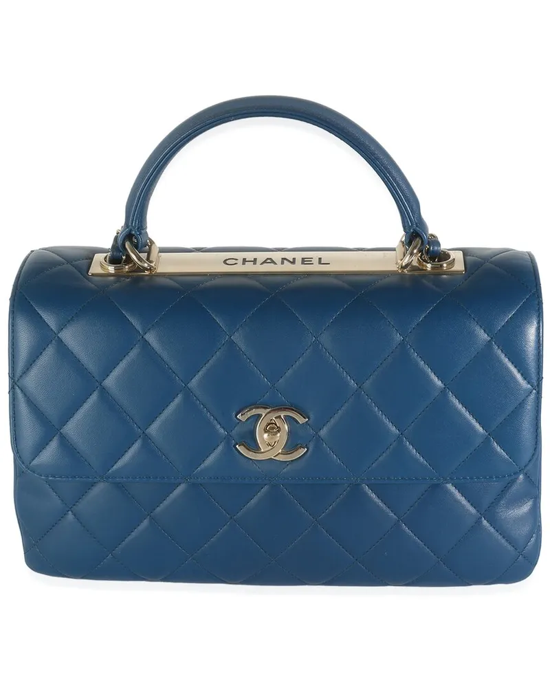 Chanel Blue Quilted Leather Medium Trendy Top Handle Bag (Authentic Pre-Loved Nocolor