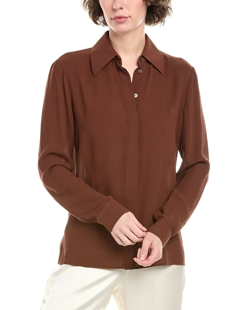 Michael Kors Hansen Silk Shirt Brown
