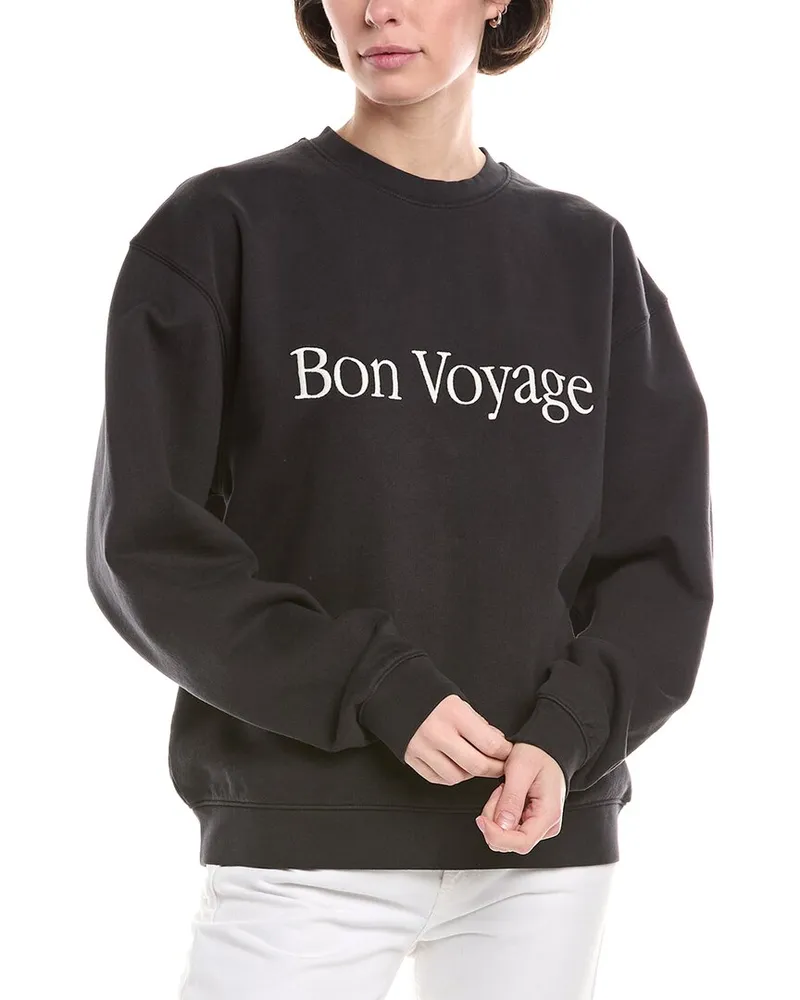 Frame Denim Bon Voyage Crewneck Sweatshirt Black