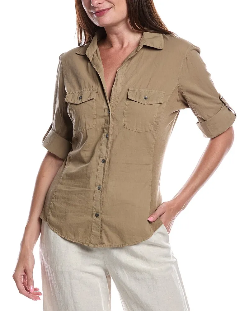 James Perse Contrast Panel Shirt Brown