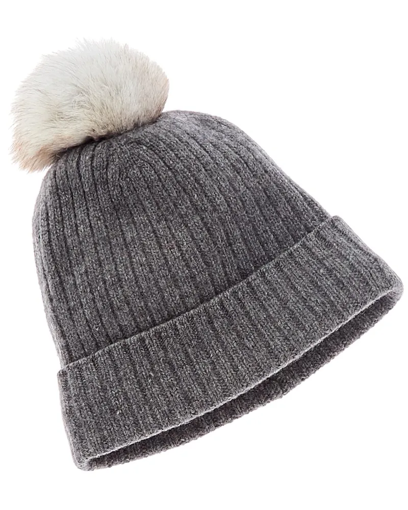 portolano  Ribbed Cashmere Beanie Grey