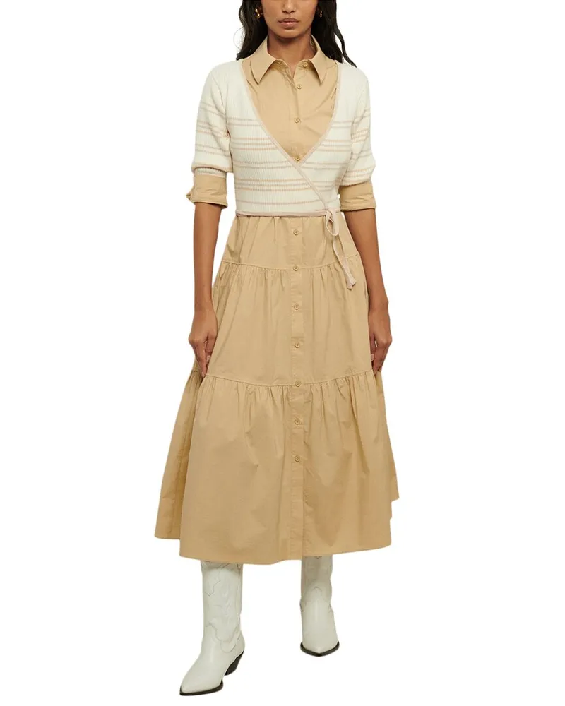 Derek Lam Tami Mixed Media Cardigan Shirt Nocolor