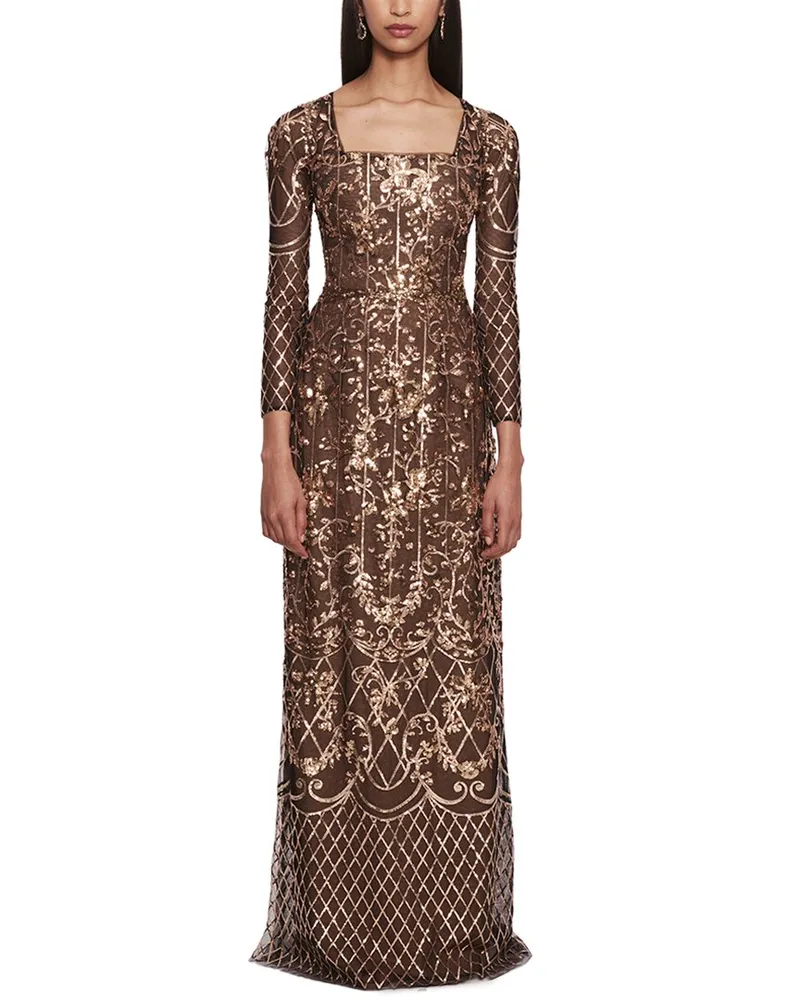 Marchesa Sequin Lattice Dress Nocolor