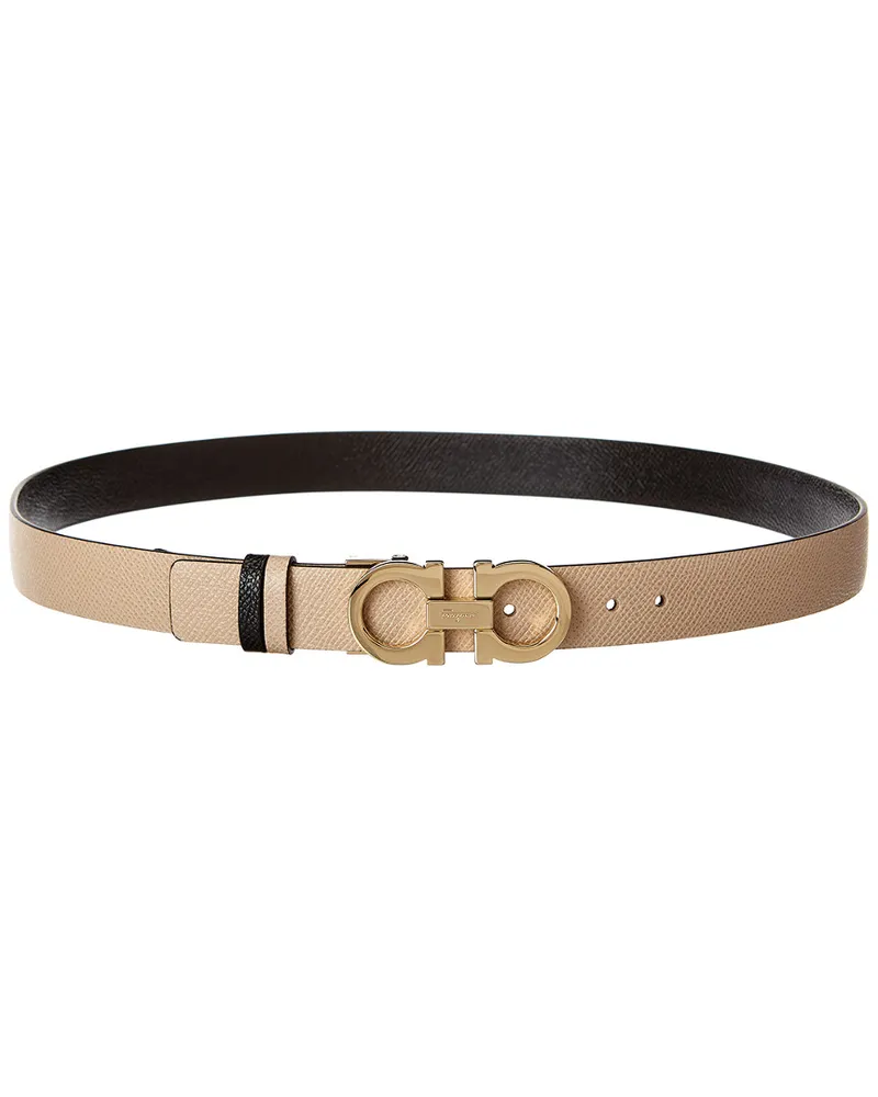 Ferragamo Gancini Reversible & Adjustable Leather Belt Black