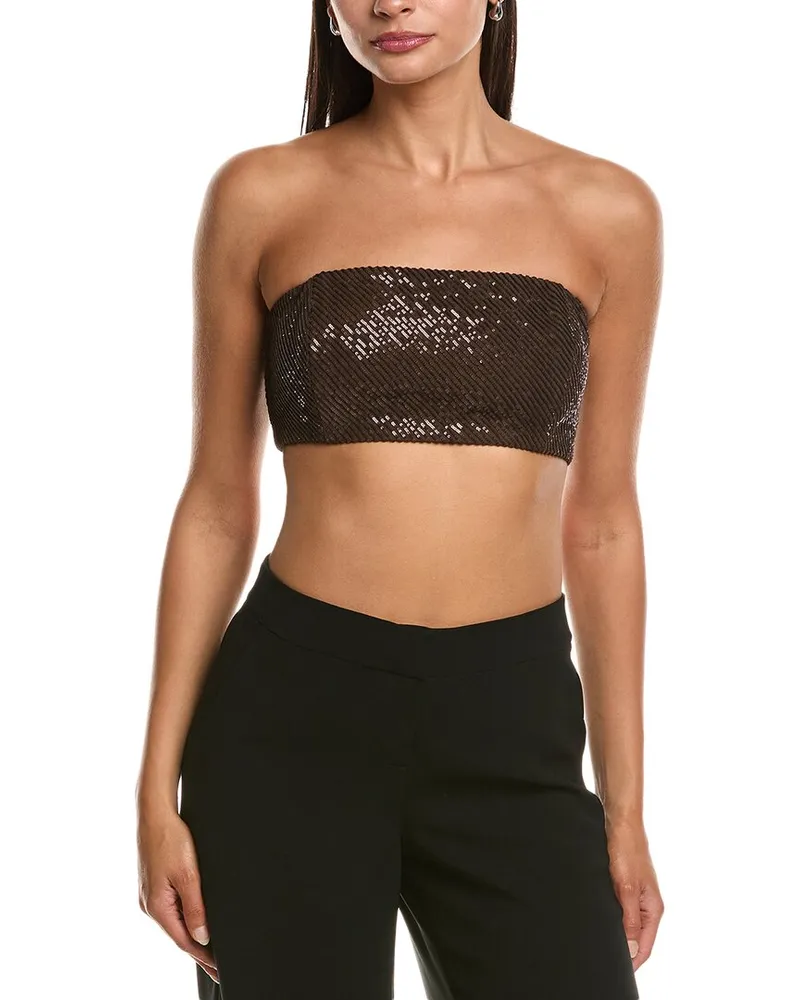 Brunello Cucinelli Sequined Silk Bandeau Top Nocolor