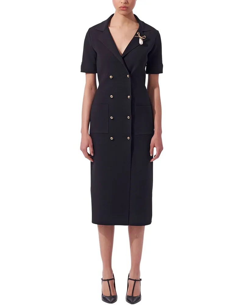Carolina Herrera New York Double-Breasted Knit Wool-Blend Sheath Dress Black