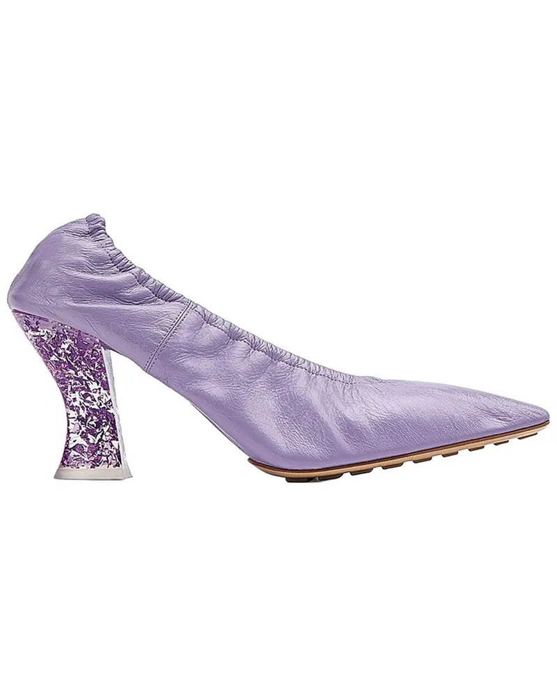 Bottega Veneta Glitter Heel Leather Pump Purple