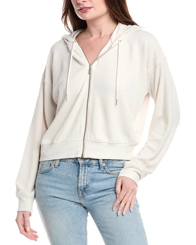 Splendid Waffle Scuba Zip Hoodie White