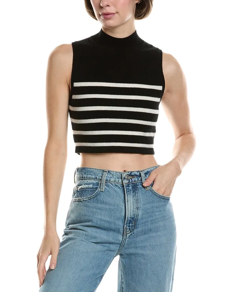 Frame Denim Cropped Cashmere Sweater Black
