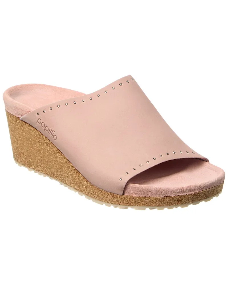Birkenstock Papillio by  Namica Rivets Narrow Leather Wedge Sandal Pink