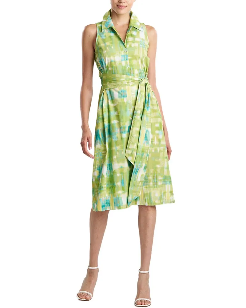 NATORI Halter Button Down Dress Green