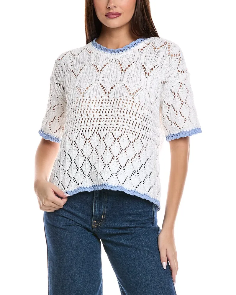 Splendid Keke Crochet Sweater White