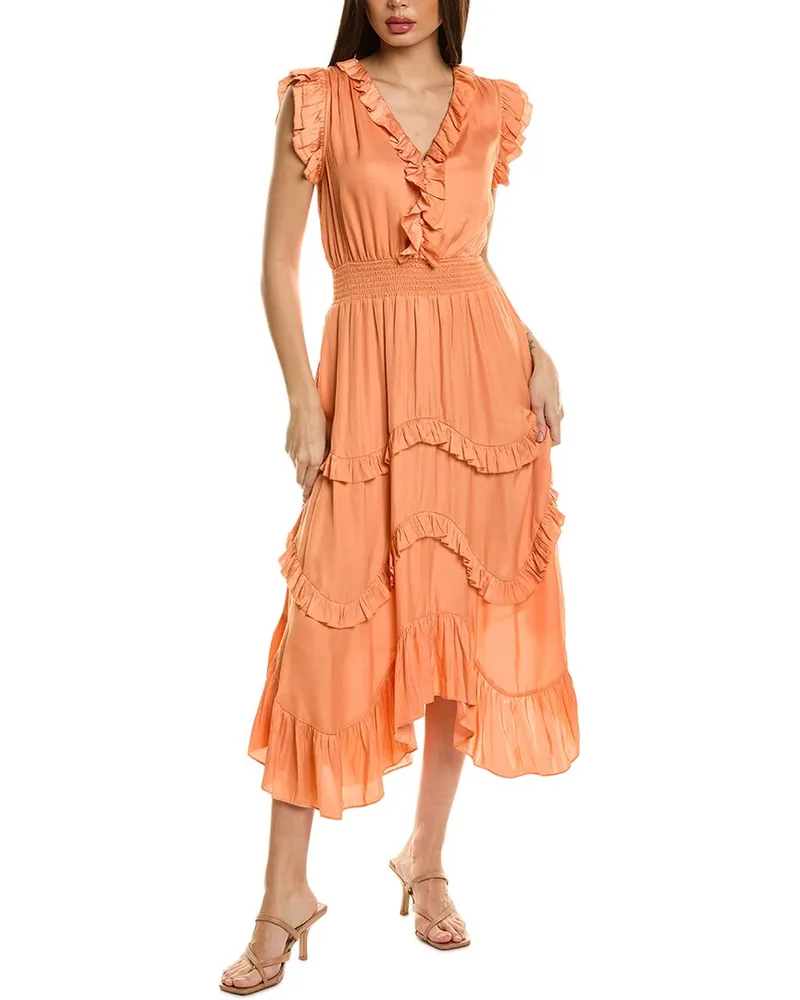 Elie Tahari The Layla Midi Dress Orange