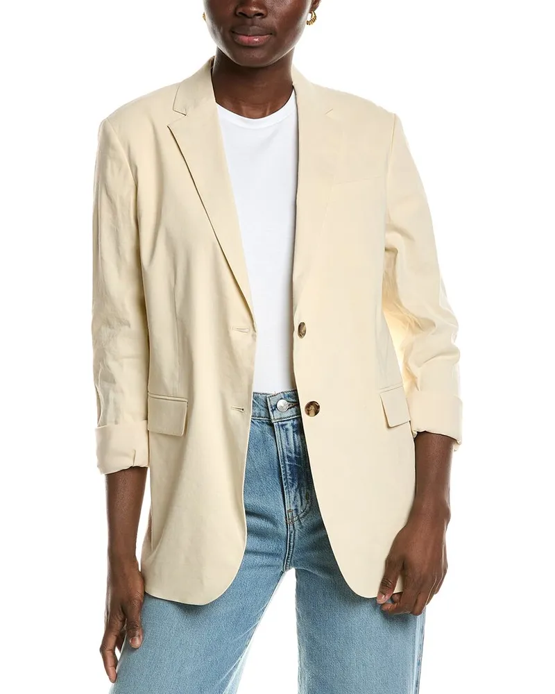 Theory Rolled Sleeve BF Linen-Blend Jacket Nocolor