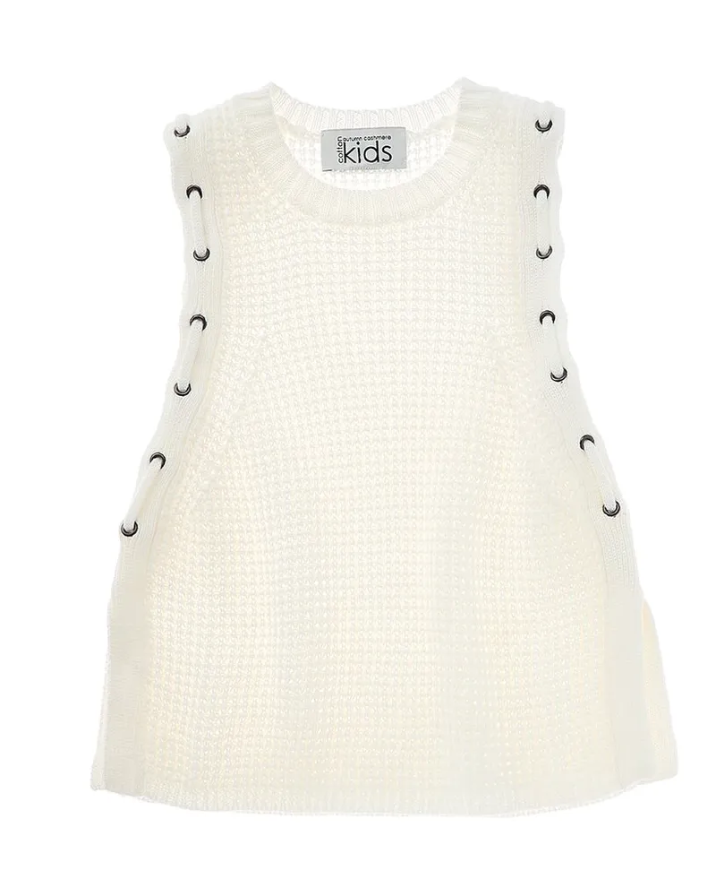 Autumn Cashmere Tabard Grommet Lacing Detail Sweater White