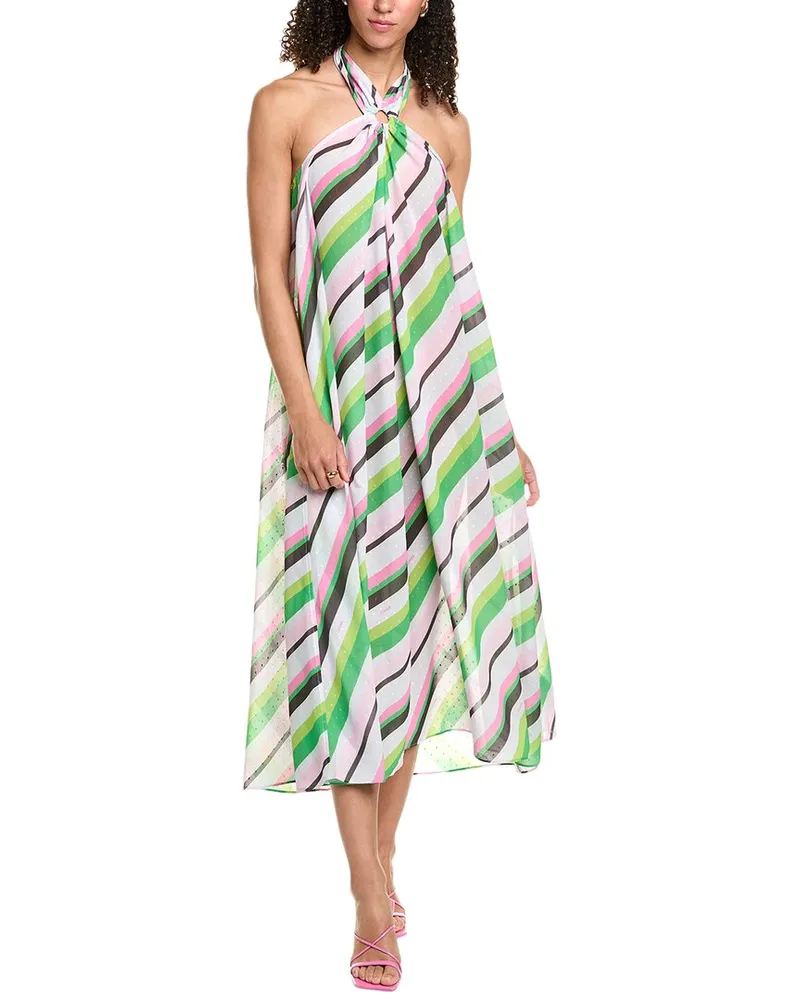 Ganni Light Chiffon Halter Maxi Dress Green