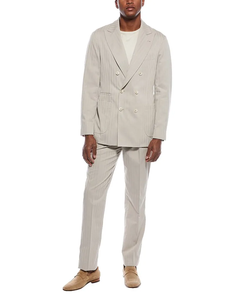 Brunello Cucinelli 2pc Silk-Blend Suit with Pleated Pant Nocolor