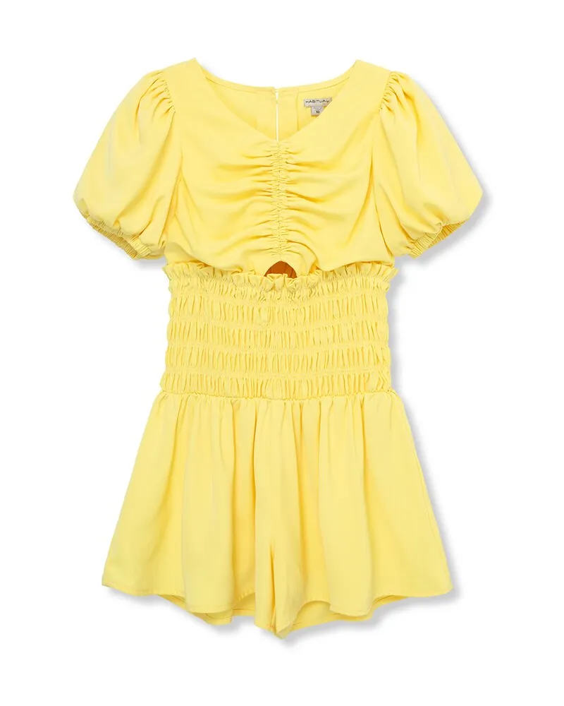 HABITUAL Smocked Puff Sleeve Romper Nocolor