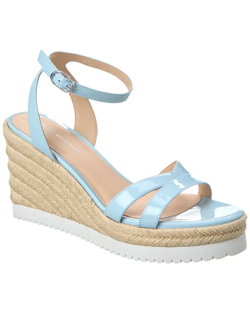Stuart Weitzman Catlina Patent Espadrille Wedge Sandal Blue