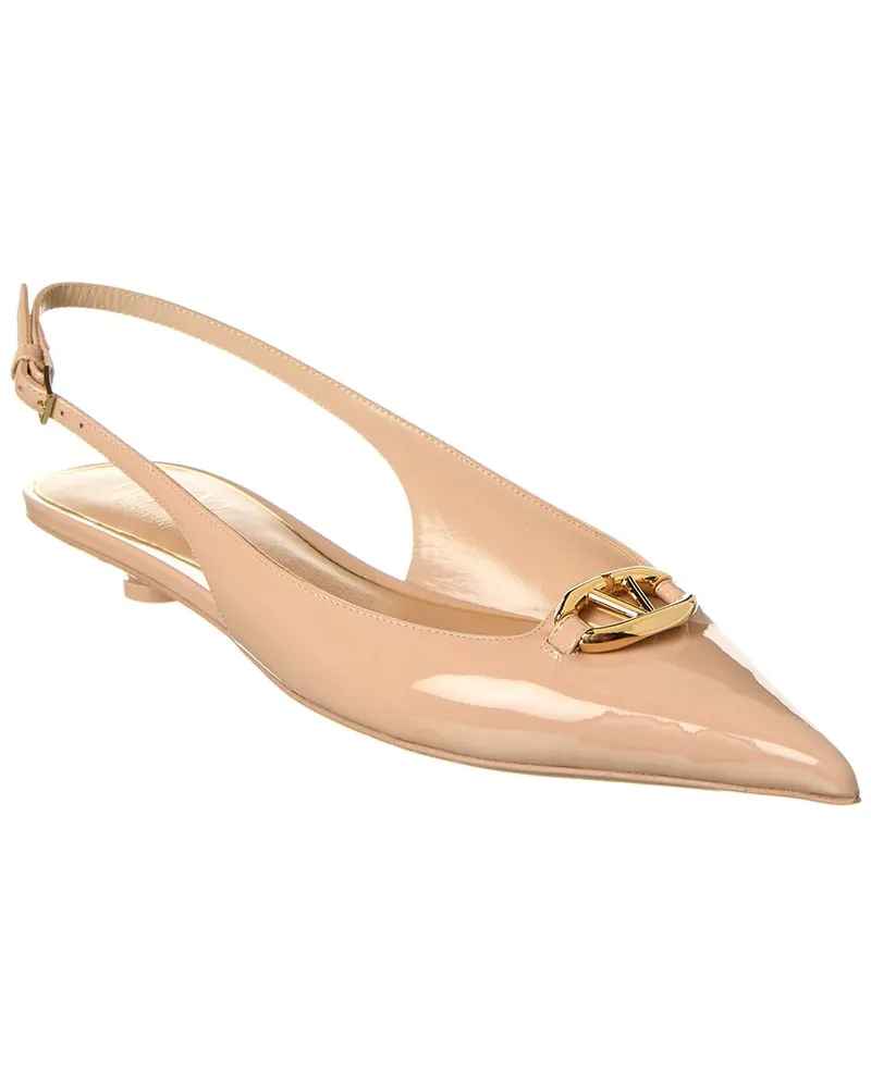 Valentino Garavani VLogo Patent Slingback Pump Beige