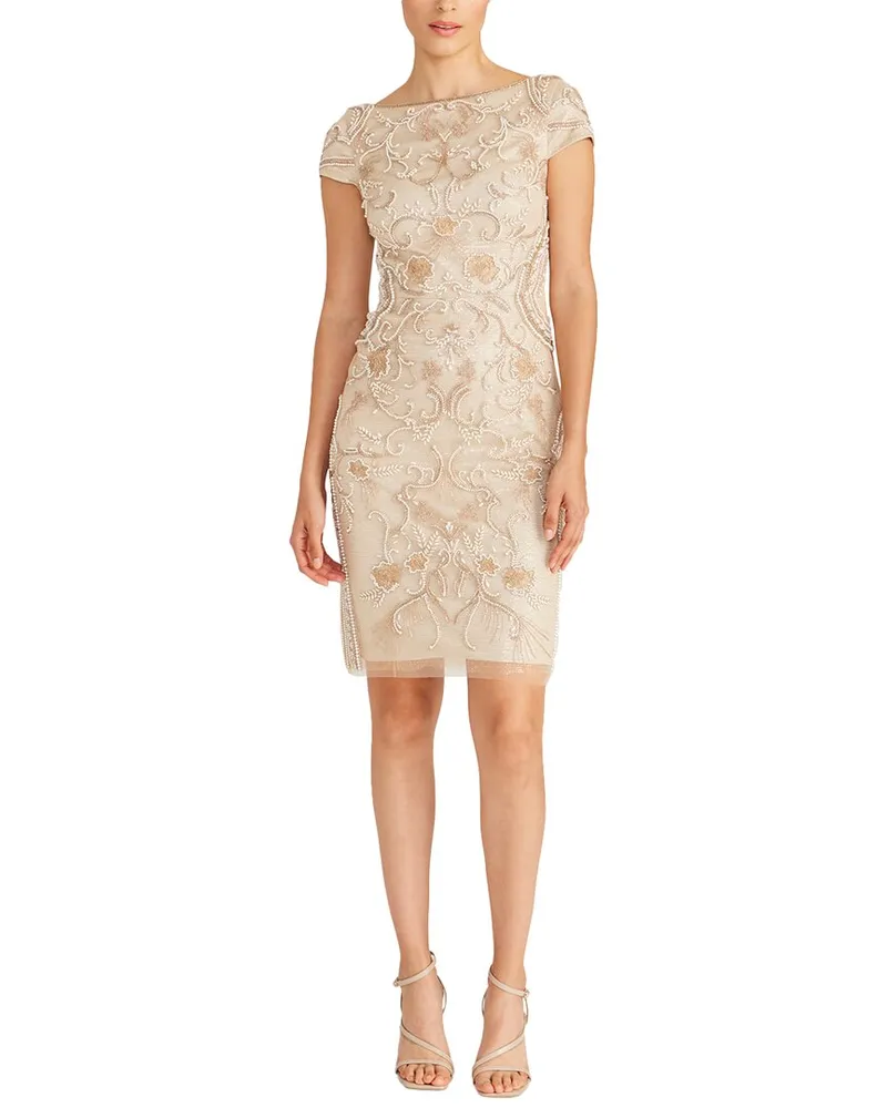 THEIA Silvia Bateau Beaded Dress Nocolor