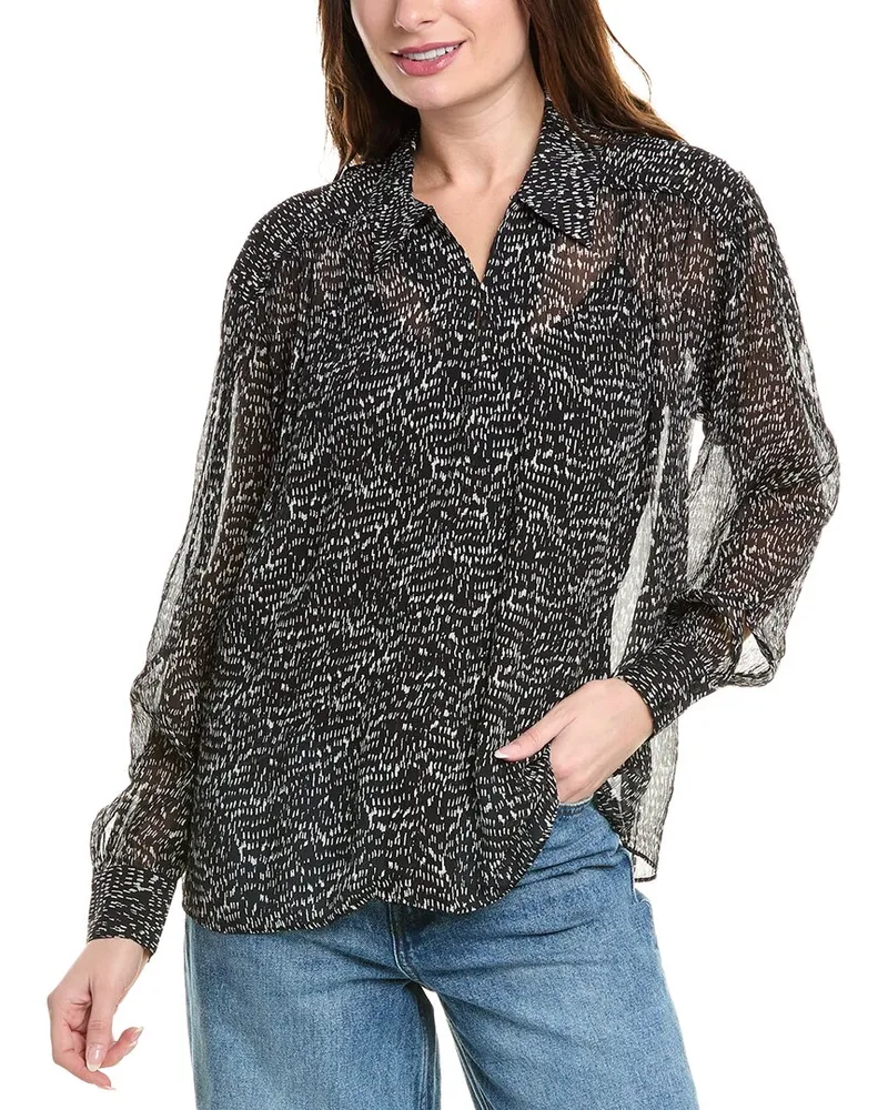 Rag & Bone Emmy Printed Silk-Blend Top Black