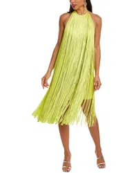 Hervé Léger Fringed Halter Midi Dress Green