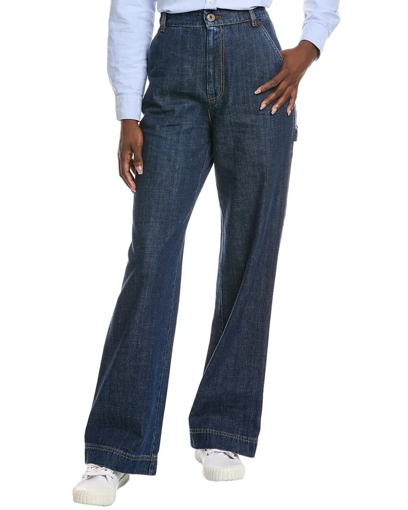 Max Mara Davina Navy Dark Clean Wide Leg Jean Blue
