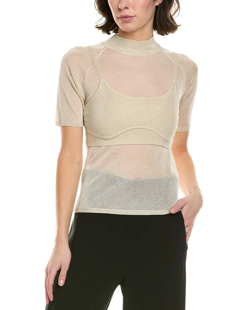 Rebecca Minkoff Leroy Sheer Sweater Set Gold