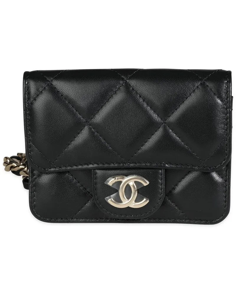 Chanel Black Quilted Leather Elegant Chain Mini Belt Bag (Authentic Pre-Loved Nocolor