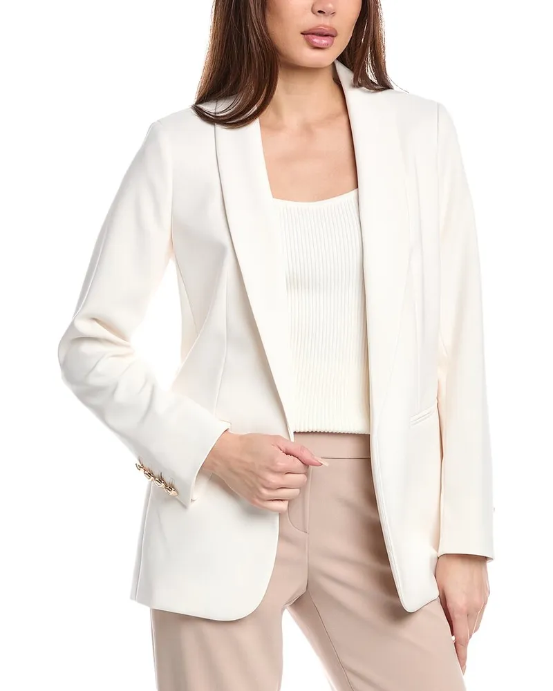 Anne Klein Shall Collar Open Jacket White