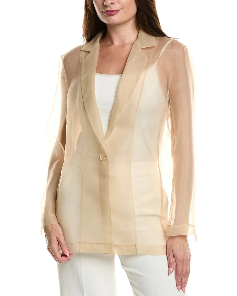 Kenneth Cole Sheer Organza Jacket Beige