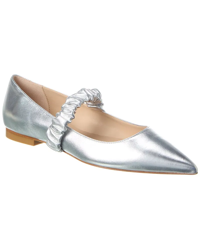 Stuart Weitzman Maxine Leather Ballet Flat Silver