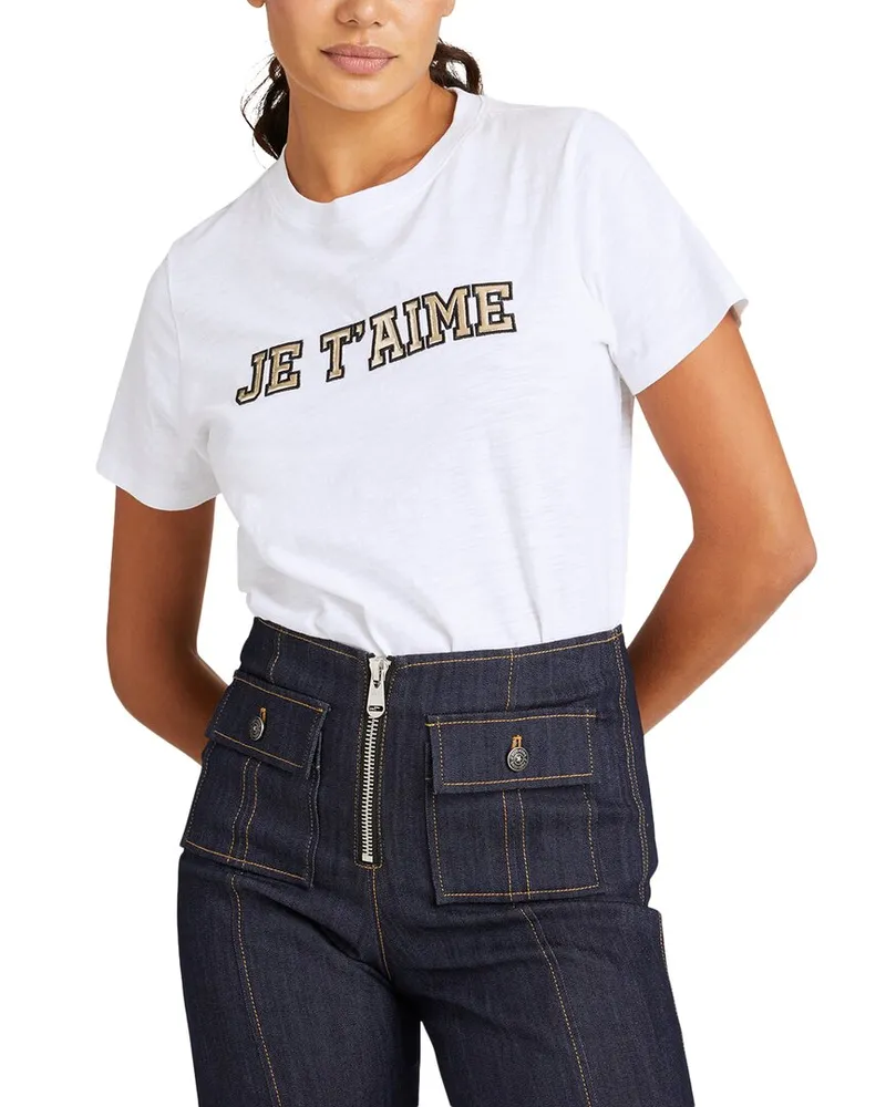 Cinq à Sept Metallic Leather Je Taime T-Shirt Nocolor