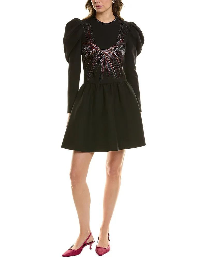 Valentino Garavani Wool & Silk-Blend A-Line Dress Black