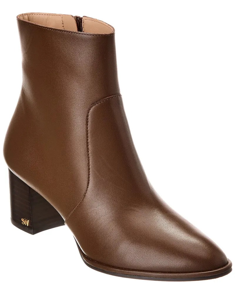 Stuart Weitzman Ryland 60 Zip Leather Booties Brown
