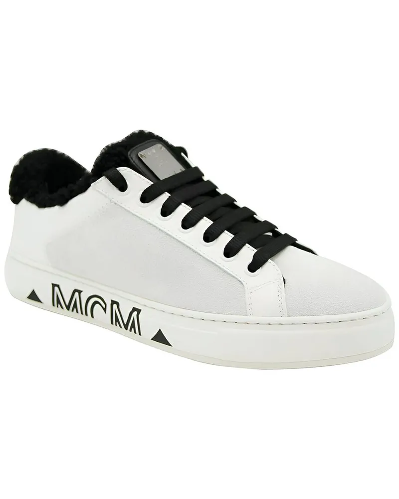 MCM Canvas & Shearling Sneaker White