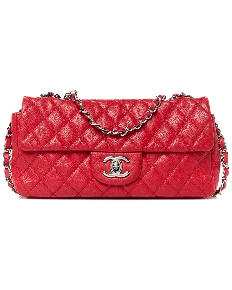 Chanel Red Caviar Quilted Leather East West Flap (Authentic Pre-Loved Nocolor