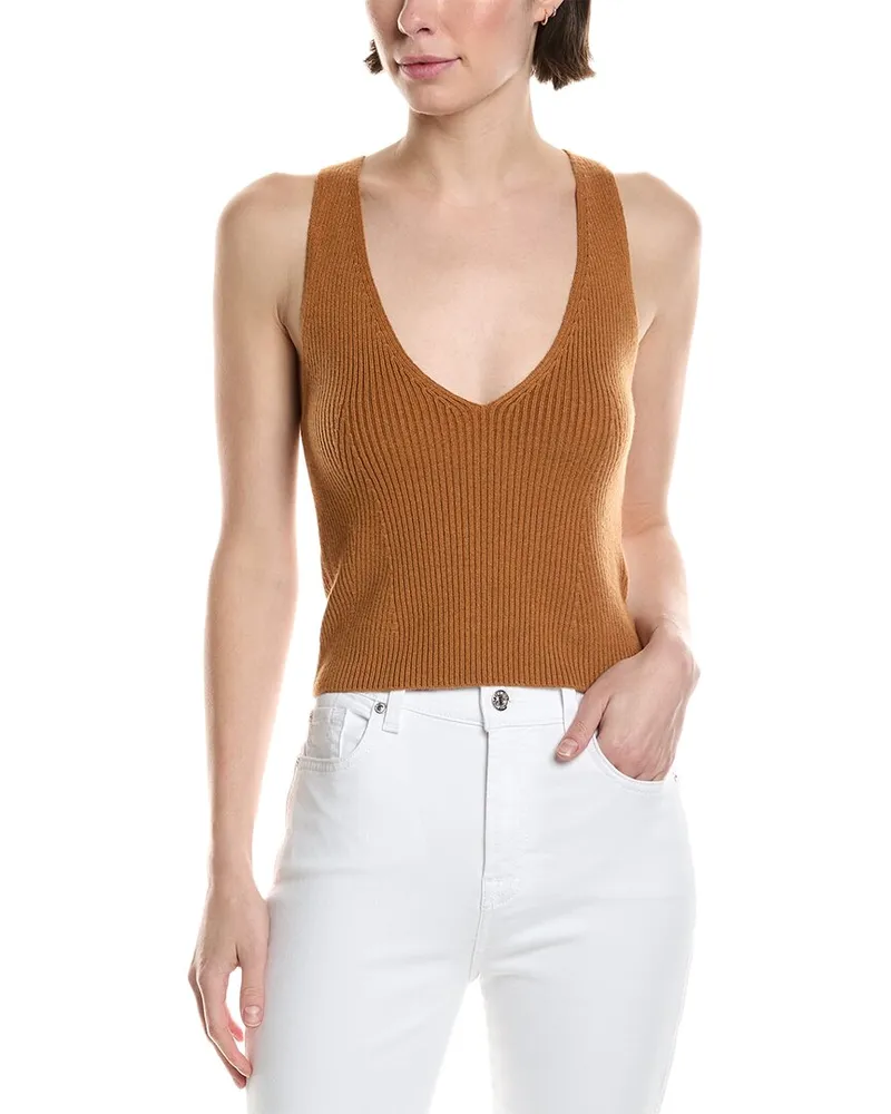 7 for all mankind Crop Wool & Cashmere-Blend Sweater Tank Brown