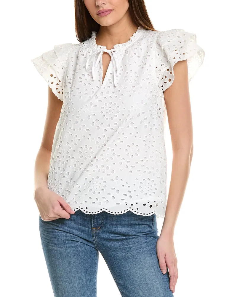 1.STATE Flutter Sleeve Blouse White