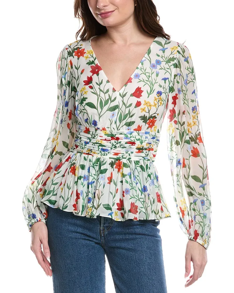 Rebecca Taylor Botanica Fleur Peplum Blouse White