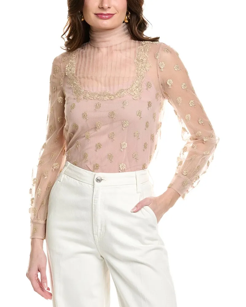 Valentino Garavani Pintuck Tulle Blouse Pink