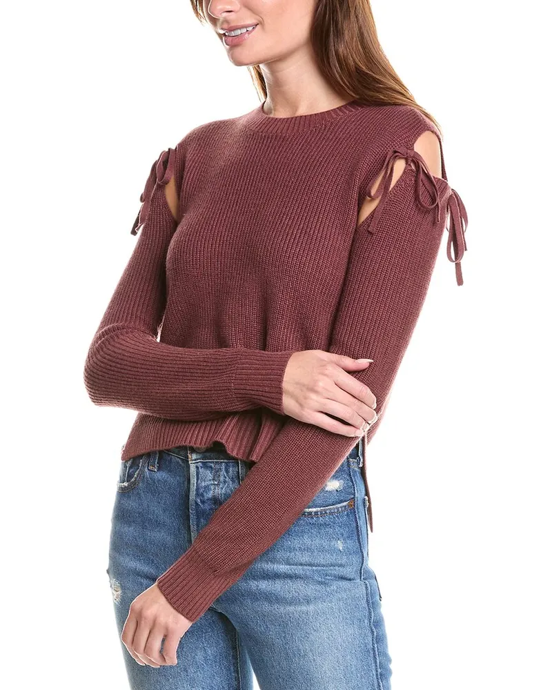 27 miles malibu Tie Shoulder Wool-Blend Sweater Brown